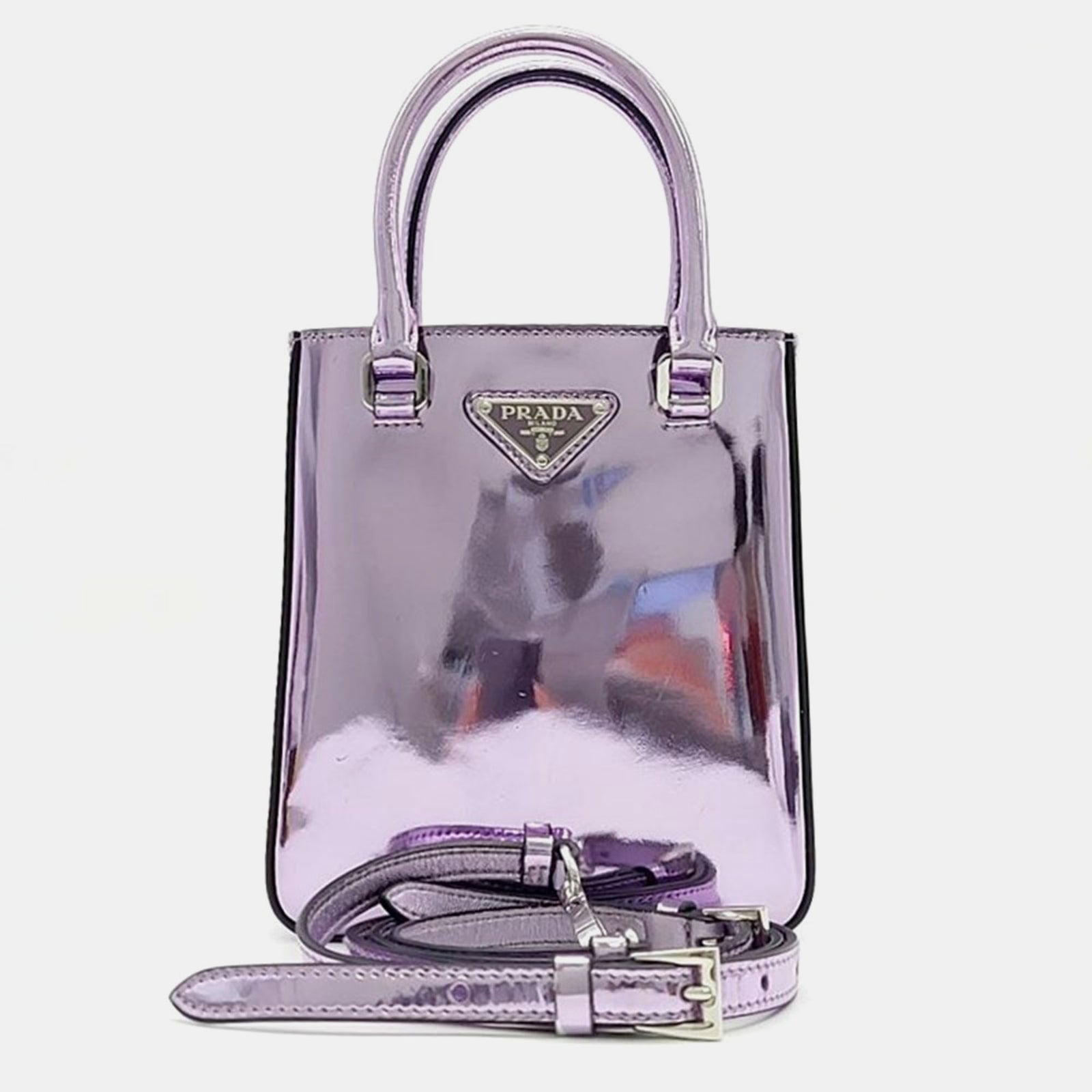 Prada Purple Small Brushed Tote Bag