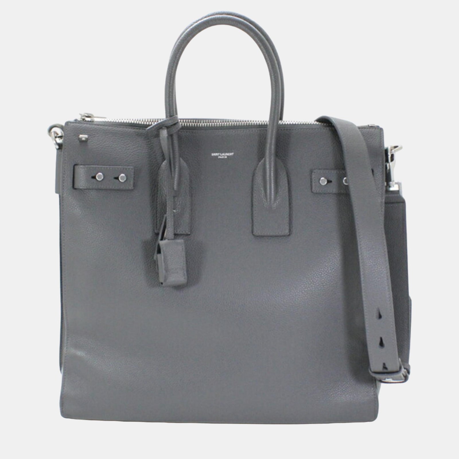 Saint Laurent Paris Grey Leather North/South Sac De Jour Satchel Bag