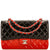 CHANEL Bicolor Classic Double Flap Bag Quilted Patent Medium