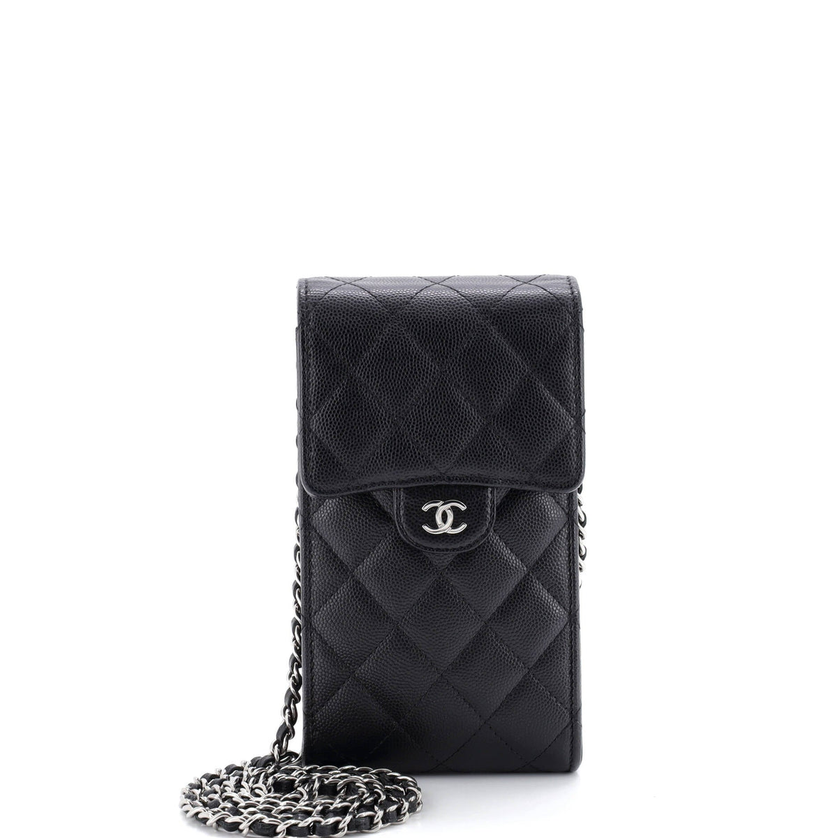 Chanel CHANEL CC Flap Phone Holder Crossbody Bag Quilted Caviar