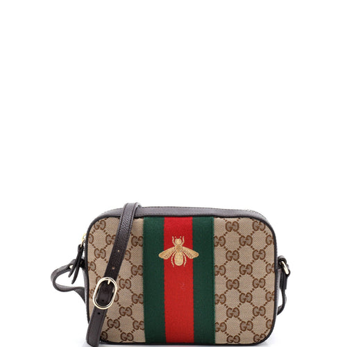 GUCCI Bee Web Camera Bag GG Canvas