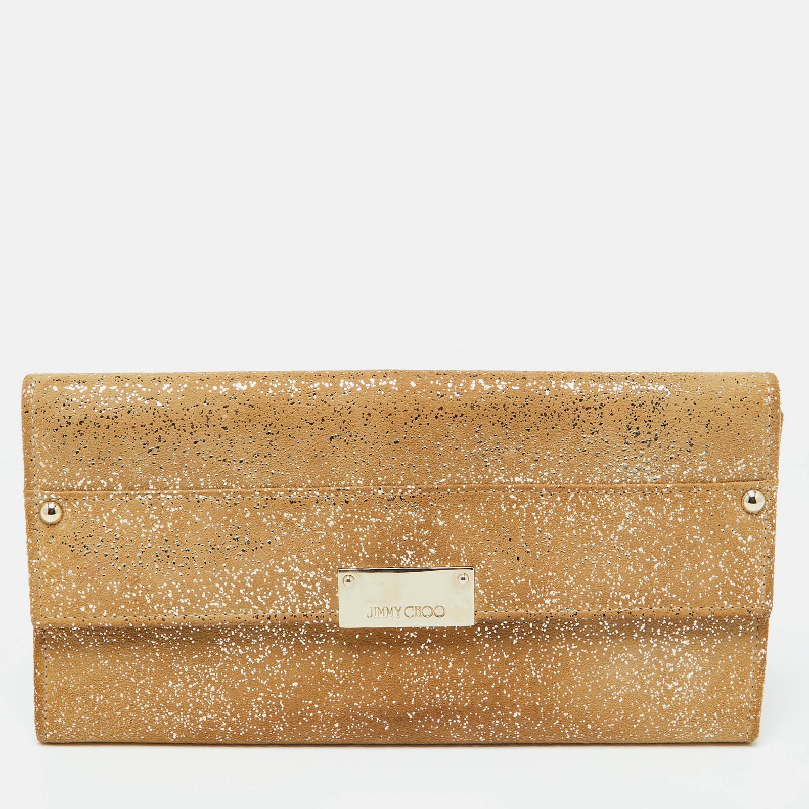 Jimmy Choo Reese Clutch aus Wildleder mit goldenem Glitzer