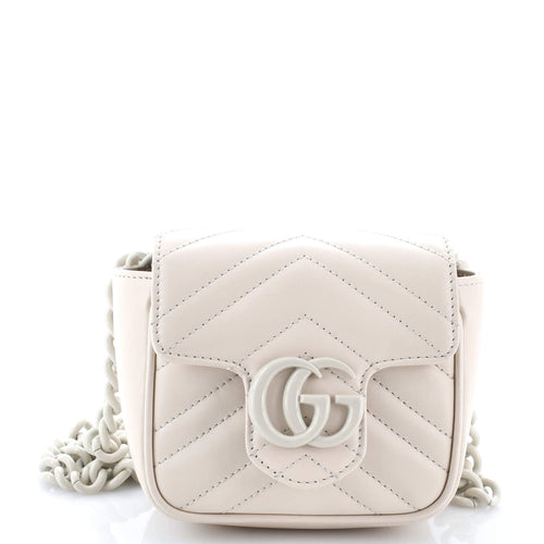 GUCCI GG Marmont Flap Belt Bag Matelasse Leather Mini