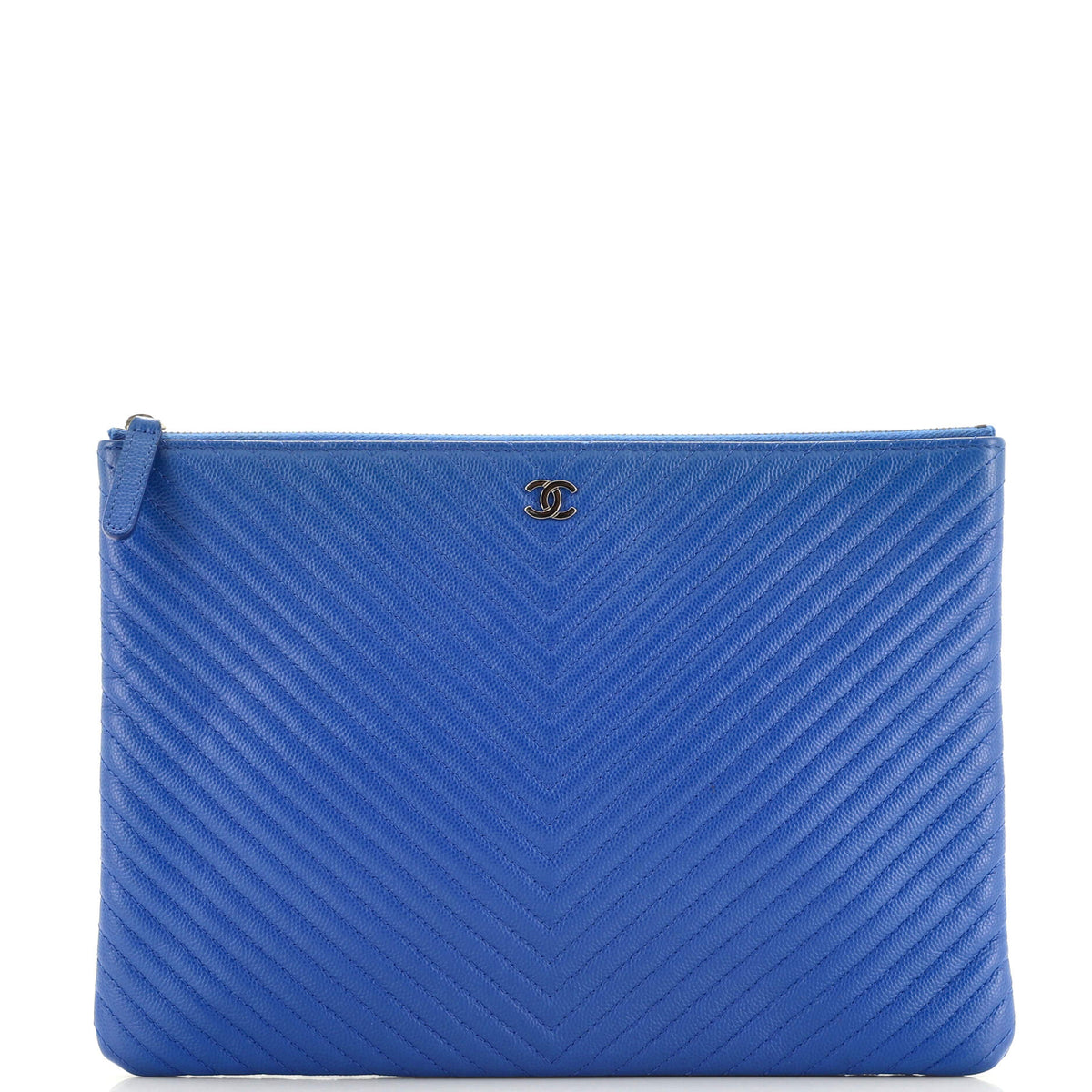 Chanel CHANEL O Case Clutch Chevron Caviar Medium