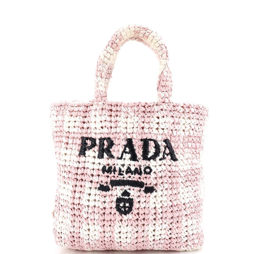 PRADA Logo Tote Raffia Small