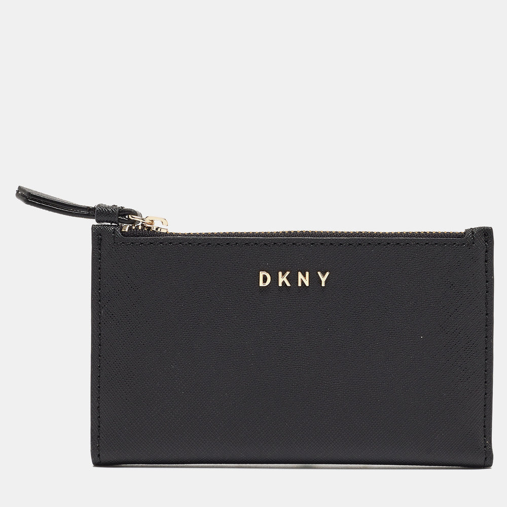 DKNY Black Leather Bryant Park Compact Wallet