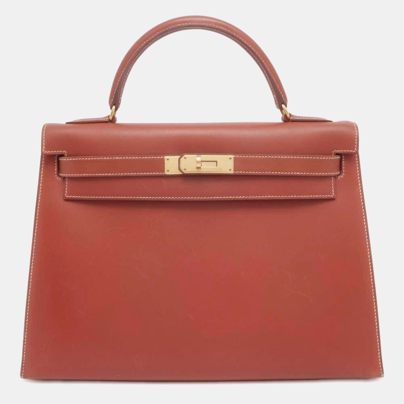 Herm?s brick box calf Kelly 32 handbag