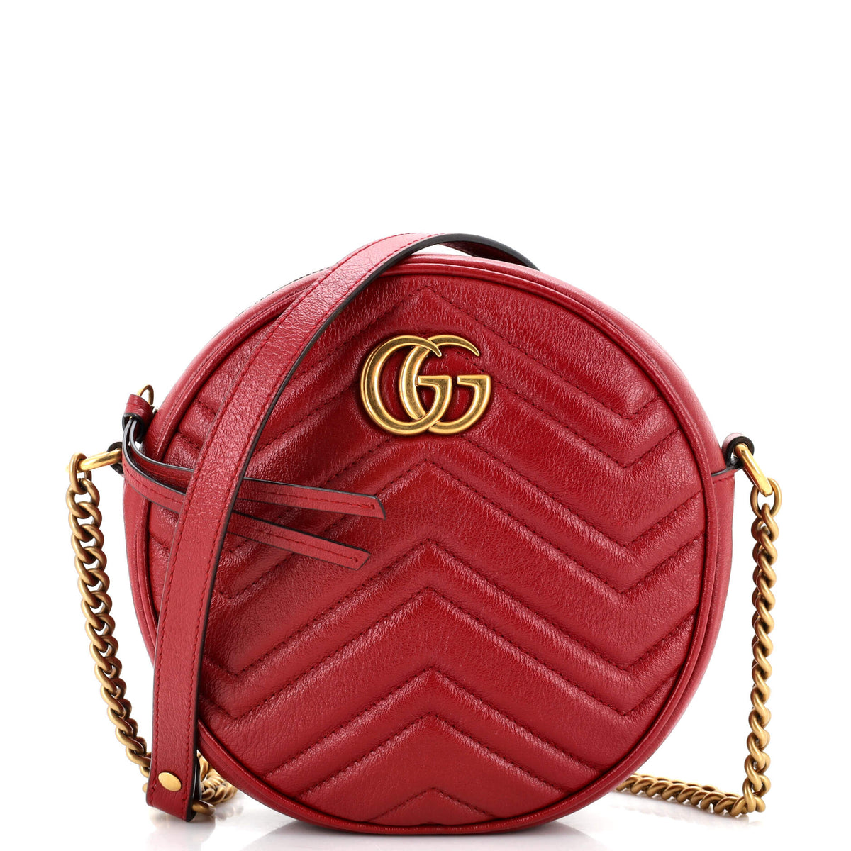 Gucci GUCCI GG Marmont Round Shoulder Bag Matelasse Leather Mini