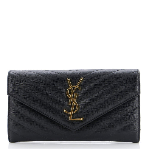 Classic Monogram Flap Wallet Matelasse Chevron Leather Large