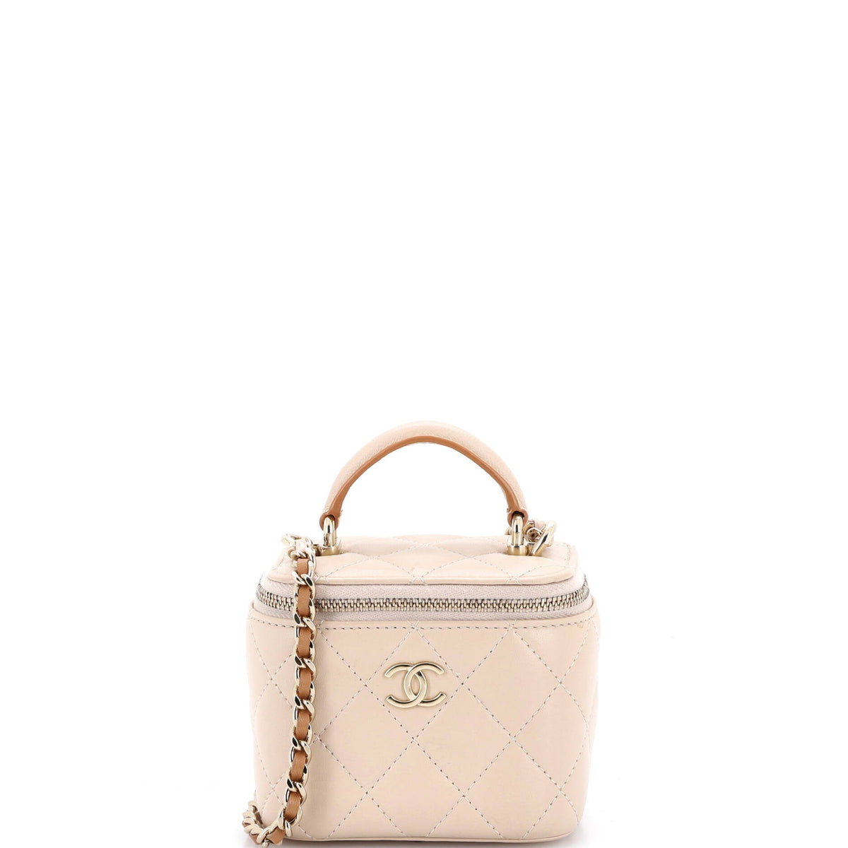 Chanel CHANEL Classic Top Handle Vanity Case with Chain Quilted Lambskin Mini