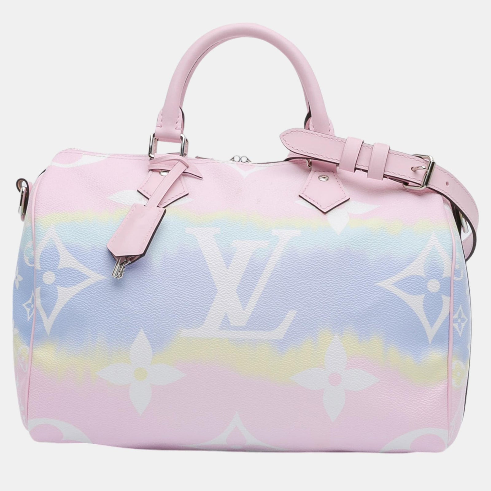 Louis Vuitton Escale Speedy Bandouliere 30 Schultertasche aus riesigem Canvas mit Monogramm in Rosa/Blau