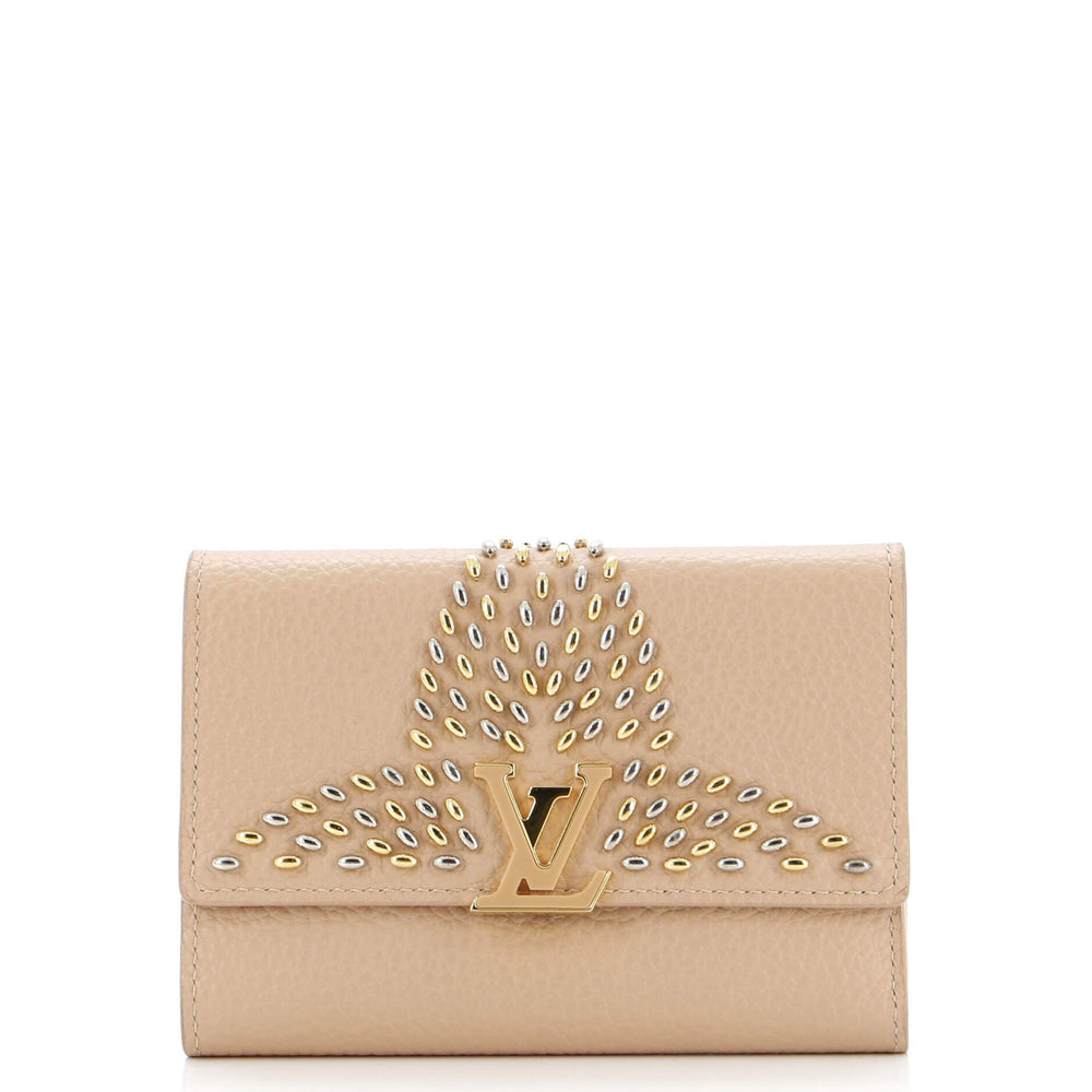 Capucines Wallet Leather with Embellished Detail Compact