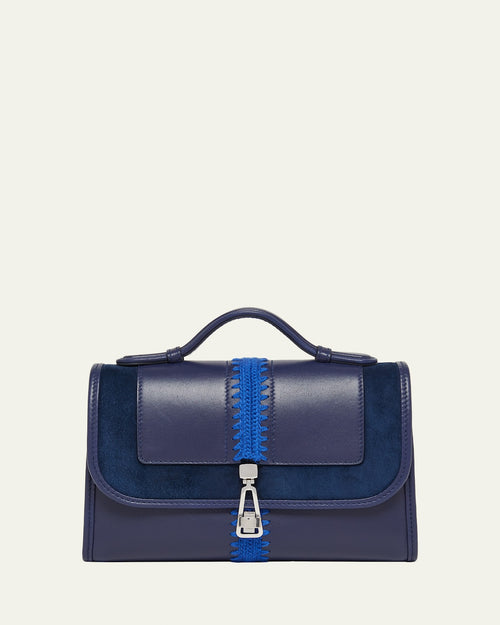Leonora Small Embroidered Leather Top-Handle Bag