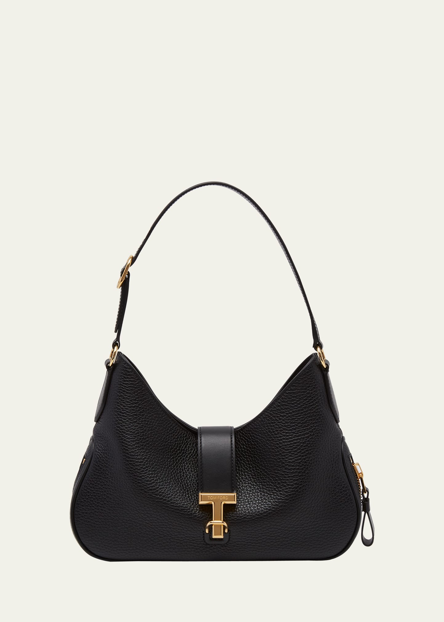 Tom Ford Monarch Medium Zip Grain Leather Hobo Bag