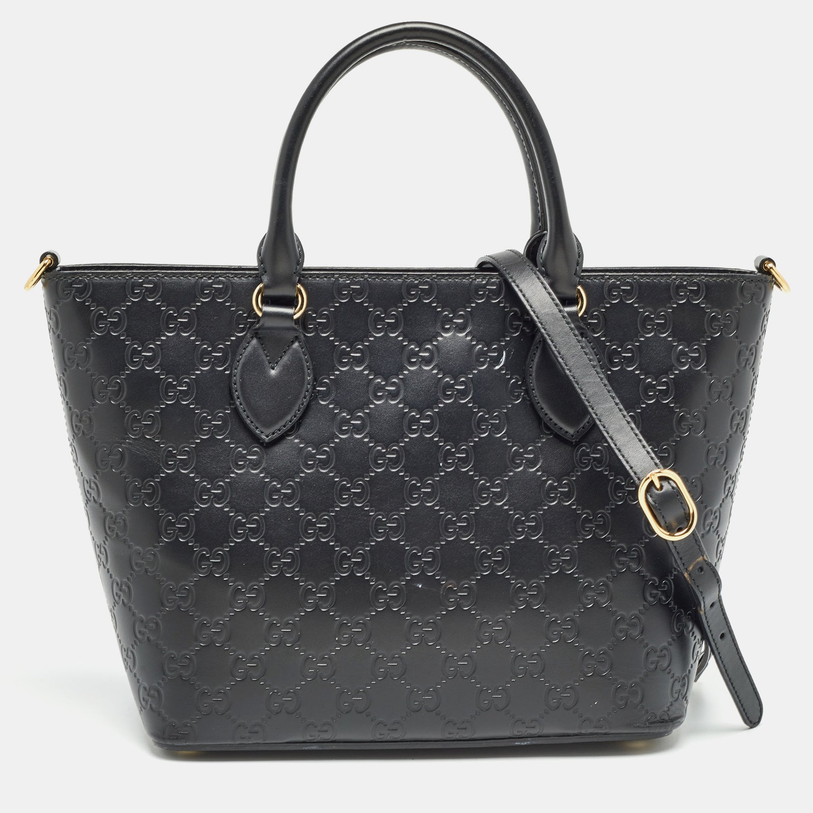 Gucci Black Guccissima Leather Zip Tote