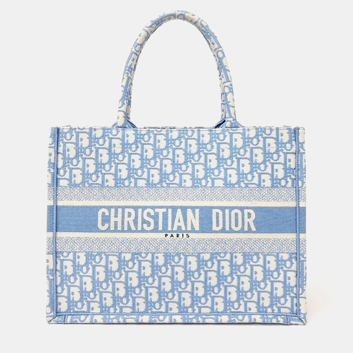 Dior Sky Blue Oblique Canvas Book Tote Bag