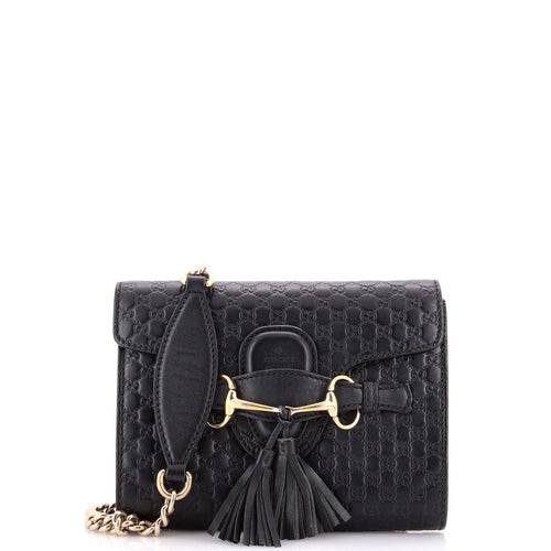 GUCCI Emily Chain Flap Bag Microguccissima Leather Mini