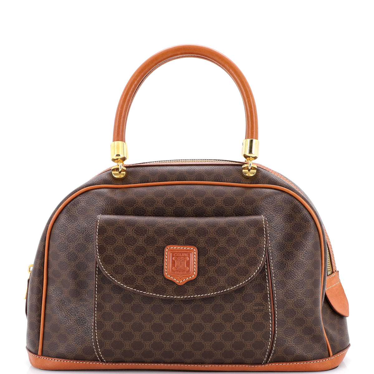 Celine CELINE Vintage Front Pocket Top Handle Bag Macadam Coated Canvas