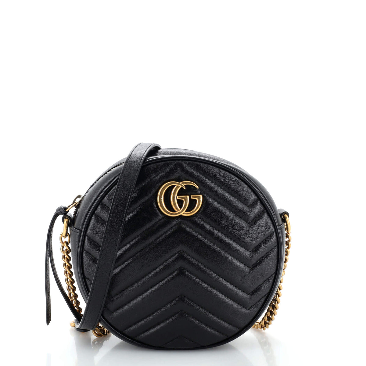Gucci GUCCI GG Marmont Round Shoulder Bag Matelasse Leather Mini