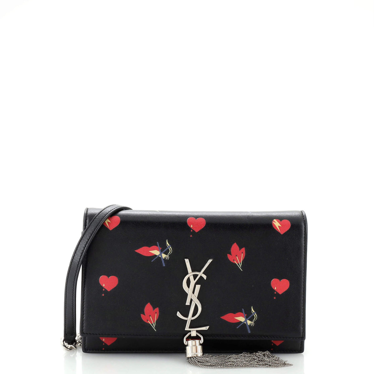Saint Laurent Classic Monogram Tassel Chain Wallet Printed Leather