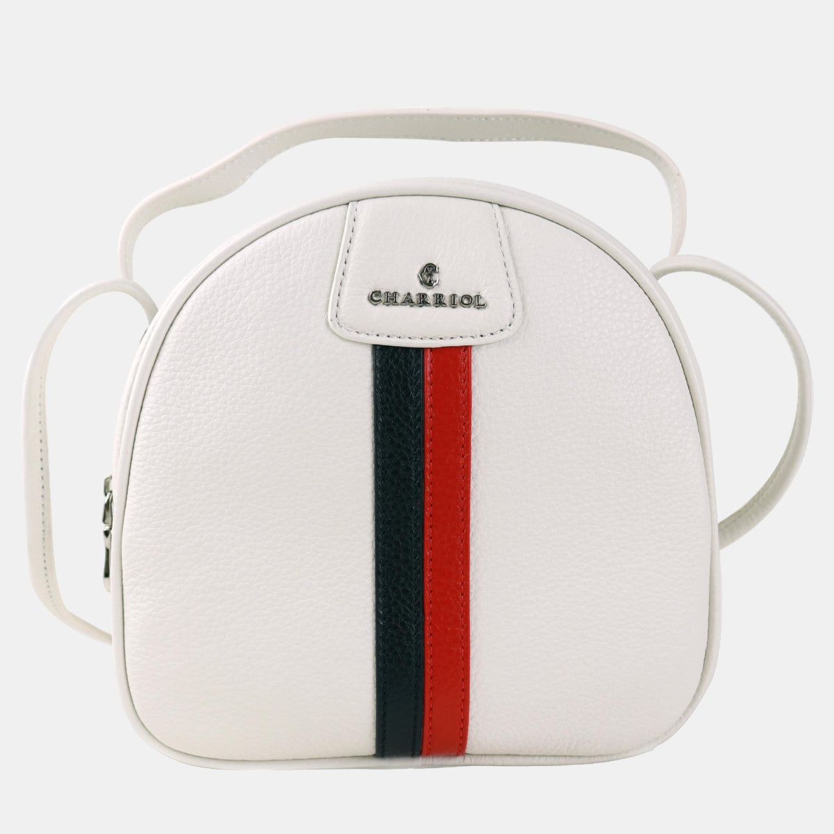 Charriol White Leather Conic Handbag