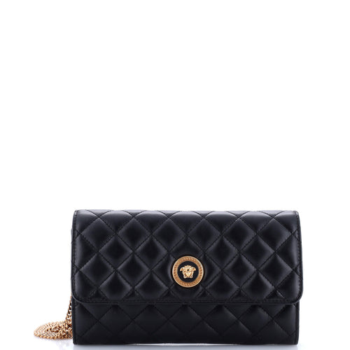 VERSACE Icon Wallet on Chain Quilted Leather