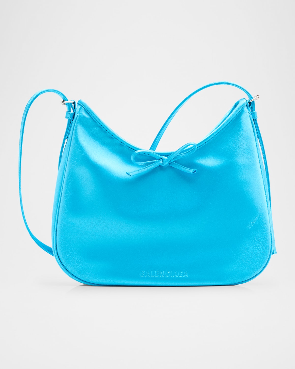 Balenciaga Leopolda Small Distressed Satin Hobo Bag