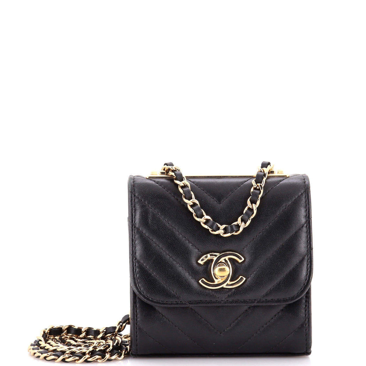 Chanel CHANEL Trendy CC Clutch with Chain Chevron Lambskin Small