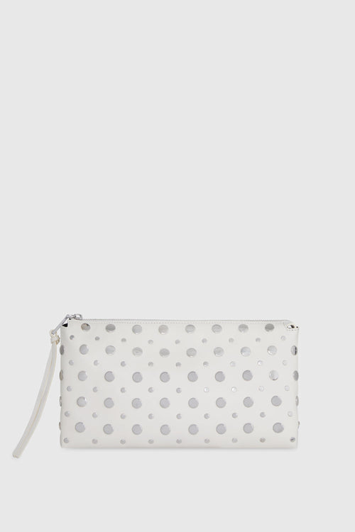 Ayla Studded Clutch Bag In Porcelain