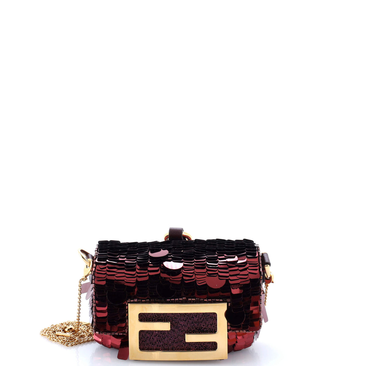 Fendi FENDI Chain Baguette Charm Bag Sequins Nano