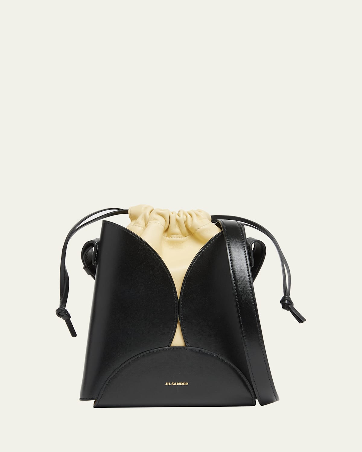 Jil Sander Ellipse Drawstring Calfskin Crossbody Bag