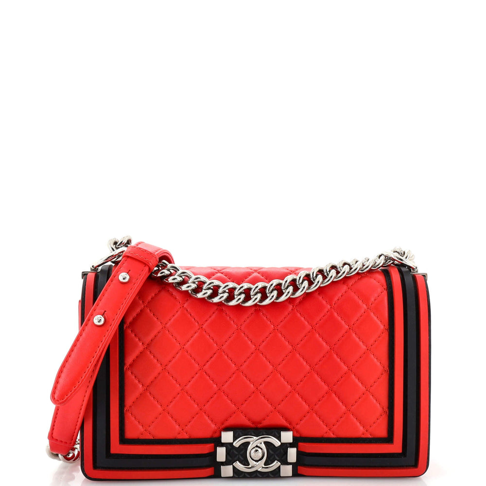 CHANEL Boy Flap Bag gestepptes Lammleder mit Gummi alt mittel