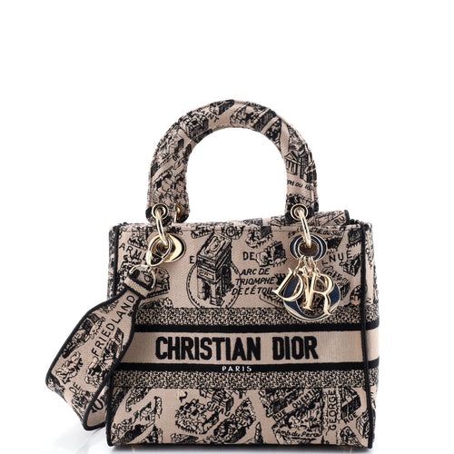 Lady D-Lite Bag Embroidered Canvas Medium