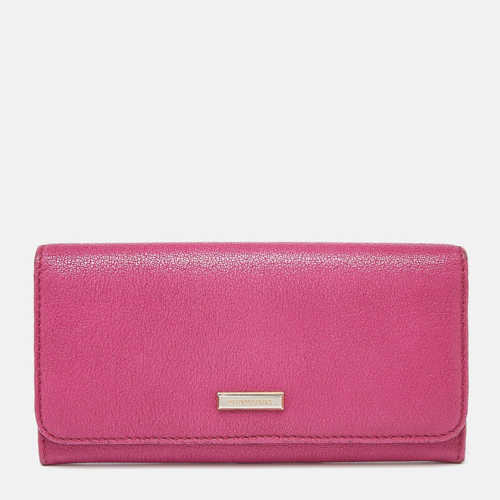 Burberry Pink Leather Flap Continental Wallet