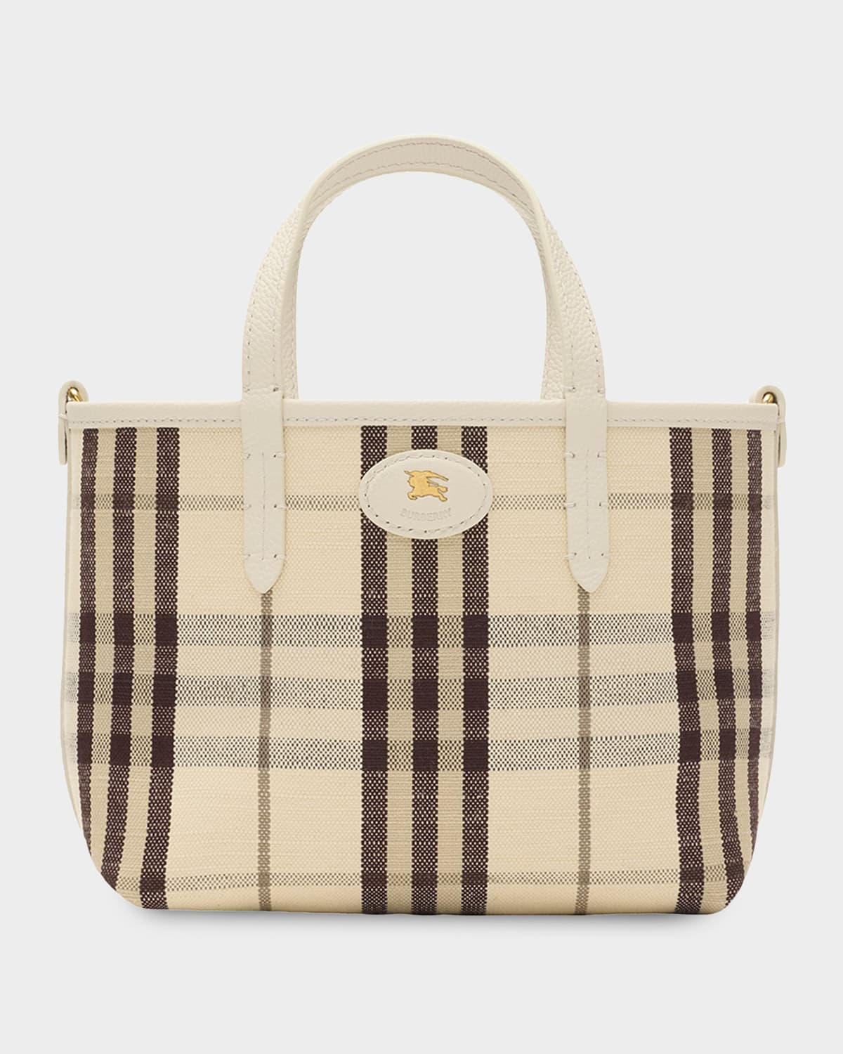 Burberry Mini Reversible Check & Leather Tote Bag