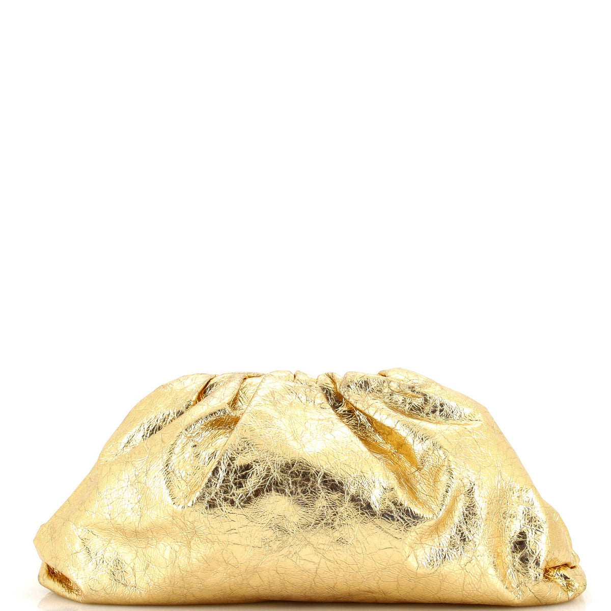 Bottega Veneta The Pouch Crinkled Metallic Leather