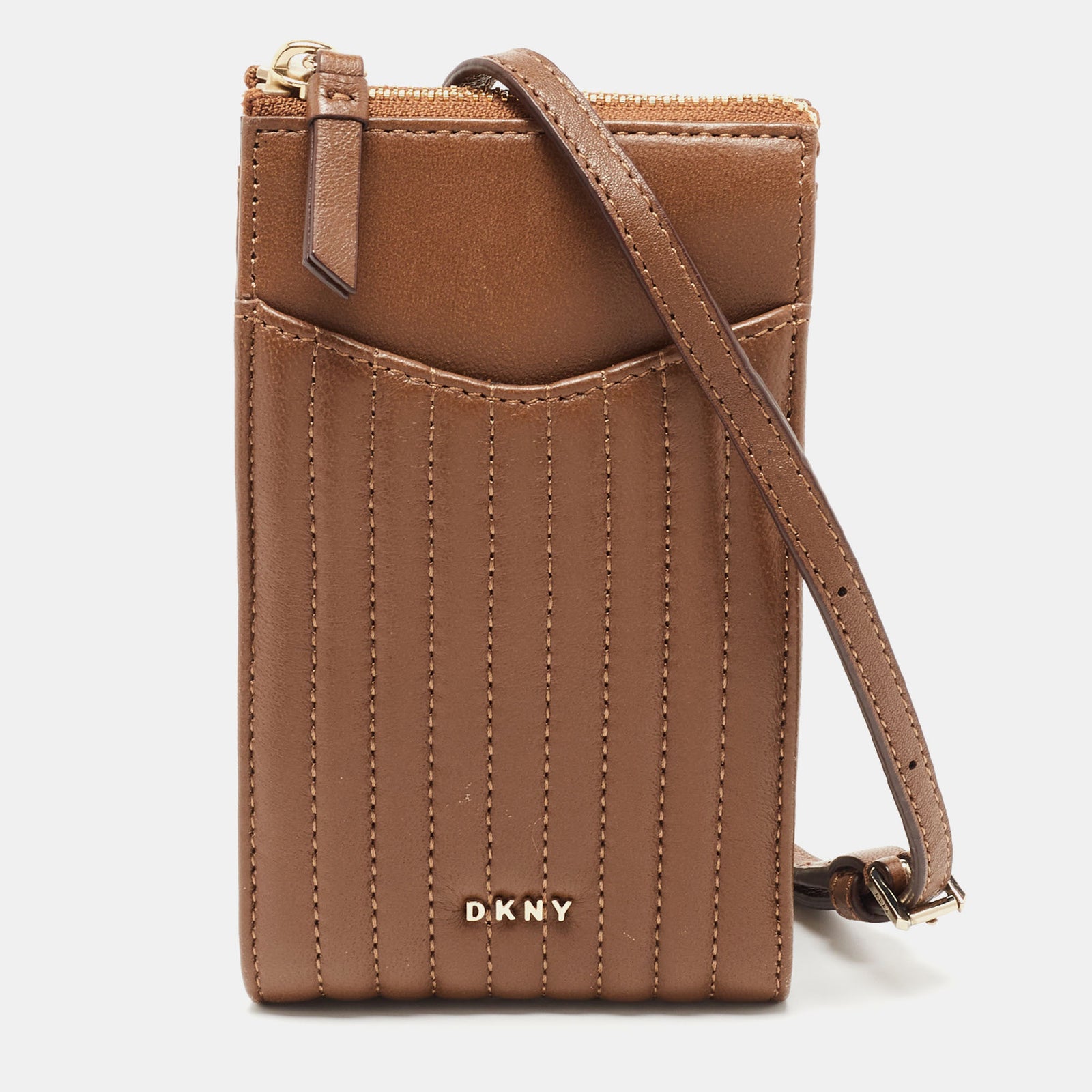 DKNY DKNY Brown Leather Phone Crossbody Bag