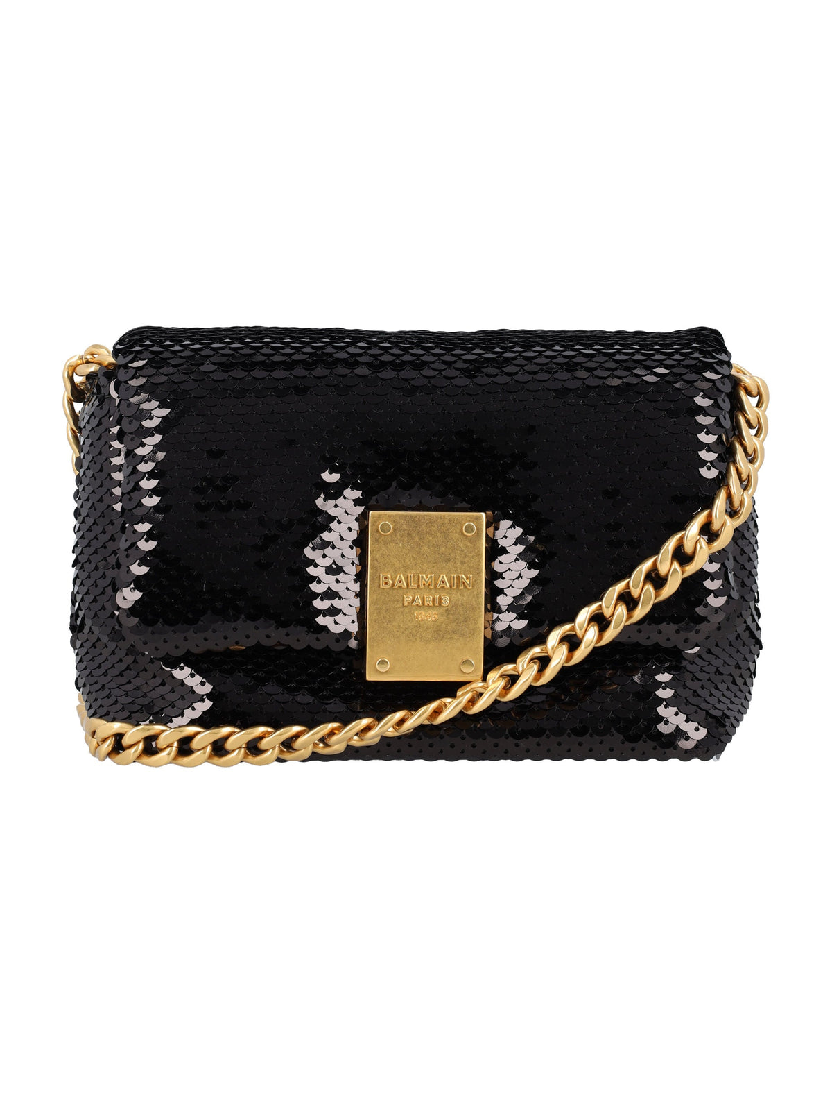 Balmain Women's 1945 Sequin Mini Bag in Black | 24ADN1BJ796TSQA Color 0PA