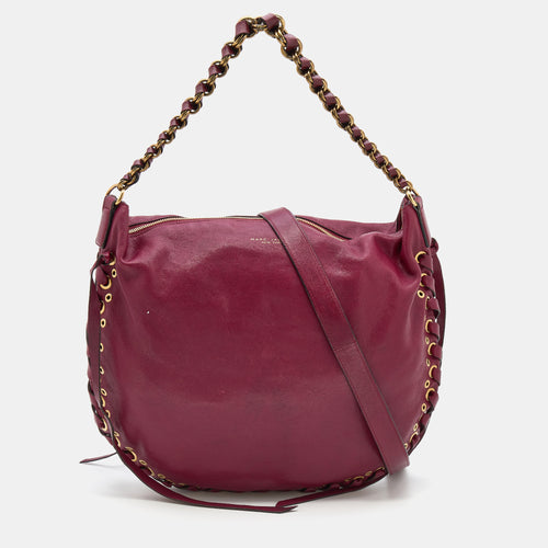 Burgundy Leather Lace Nomad Hobo