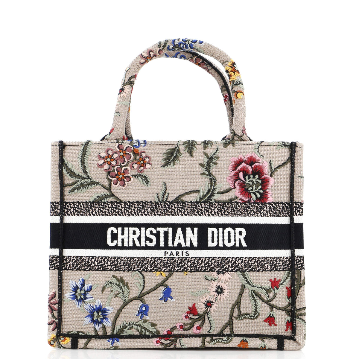 Christian Dior Book Tote Embroidered Canvas Small