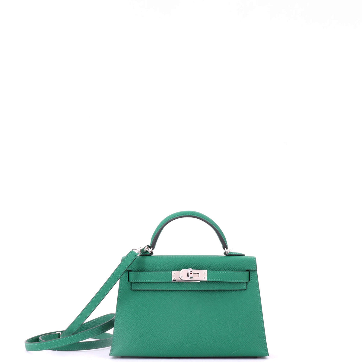 Herm?s Kelly Mini II Bag Vert Vertigo Epsom with Palladium Hardware 20