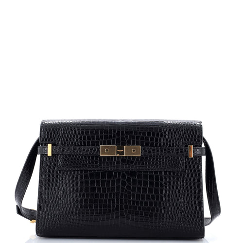 Manhattan Shoulder Bag Crocodile Embossed Leather Medium