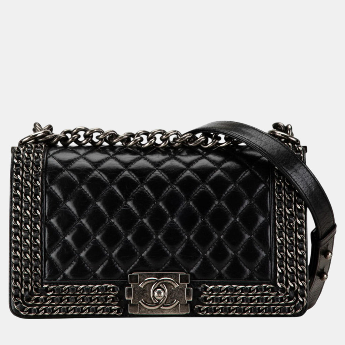 Chanel Black Lambskin Bou Chain shoulder bag