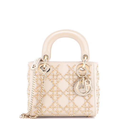 Lady Dior Chain Bag Crystal Embellished Cannage Quilt Leather Mini