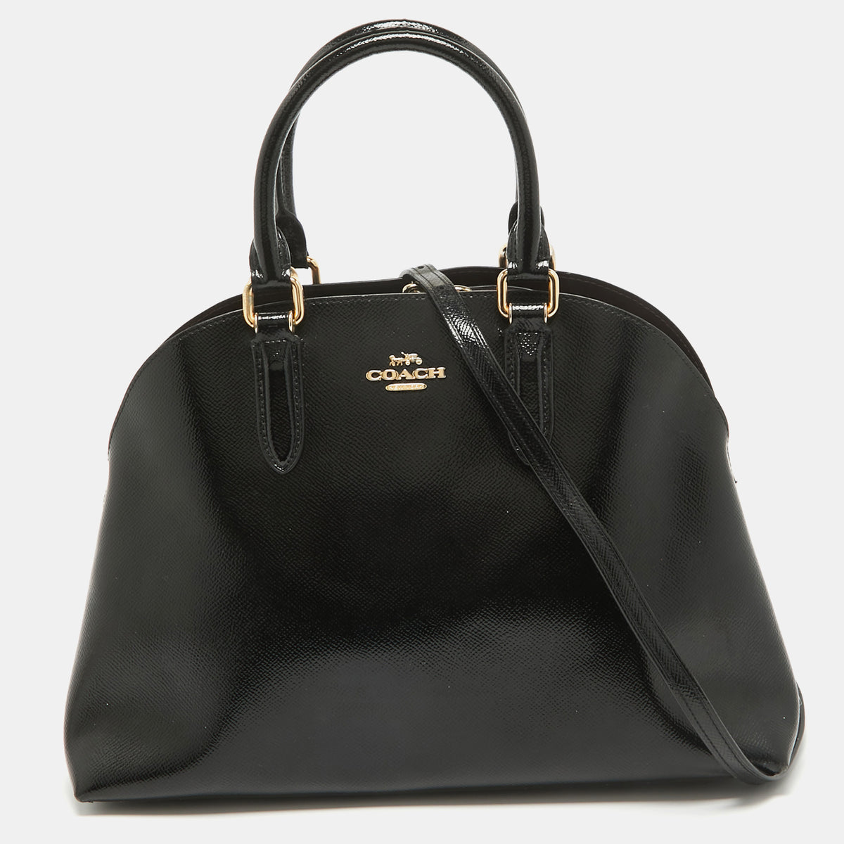 Coach Black Patent Leather Quinn Dome Bag