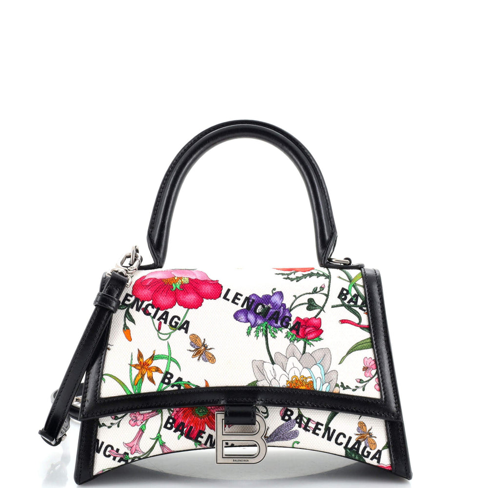 GUCCI x Balenciaga The Hacker Project Hourglass Top Handle Bag Flora Canvas Small