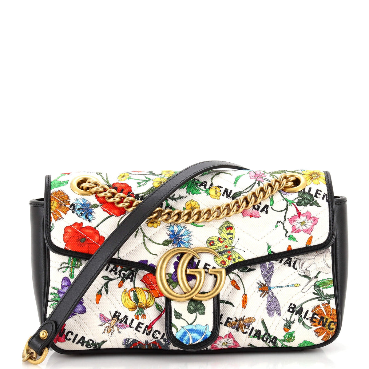 Gucci GUCCI x Balenciaga The Hacker Project GG Marmont Flap Bag Matelasse Floral Canvas Small