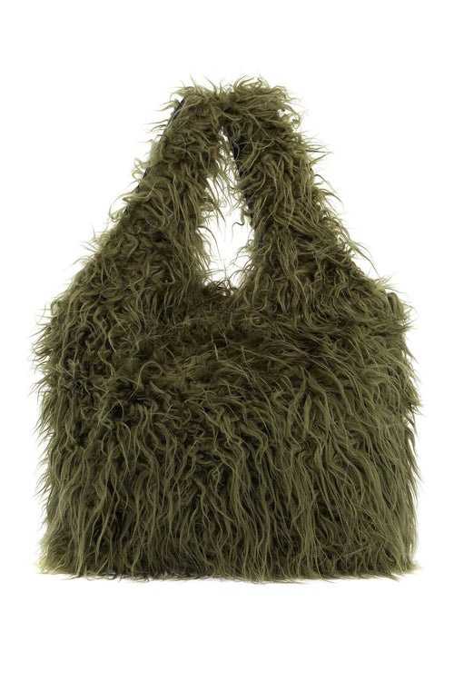 Women's Eco Fur Tote Bag In in Green | 242011528996