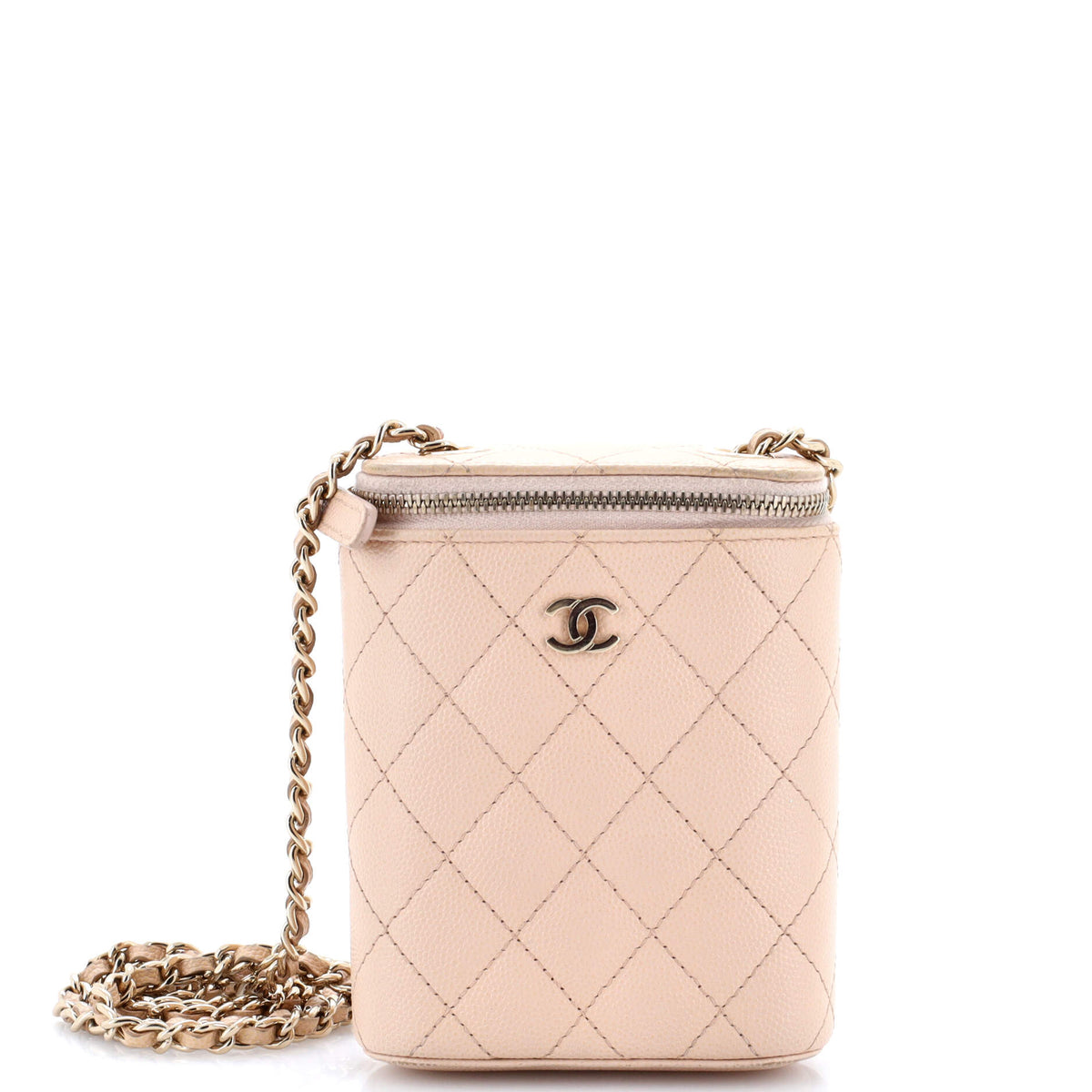 Chanel CHANEL Vertical Classic Vanity Case with Chain Quilted Caviar Small