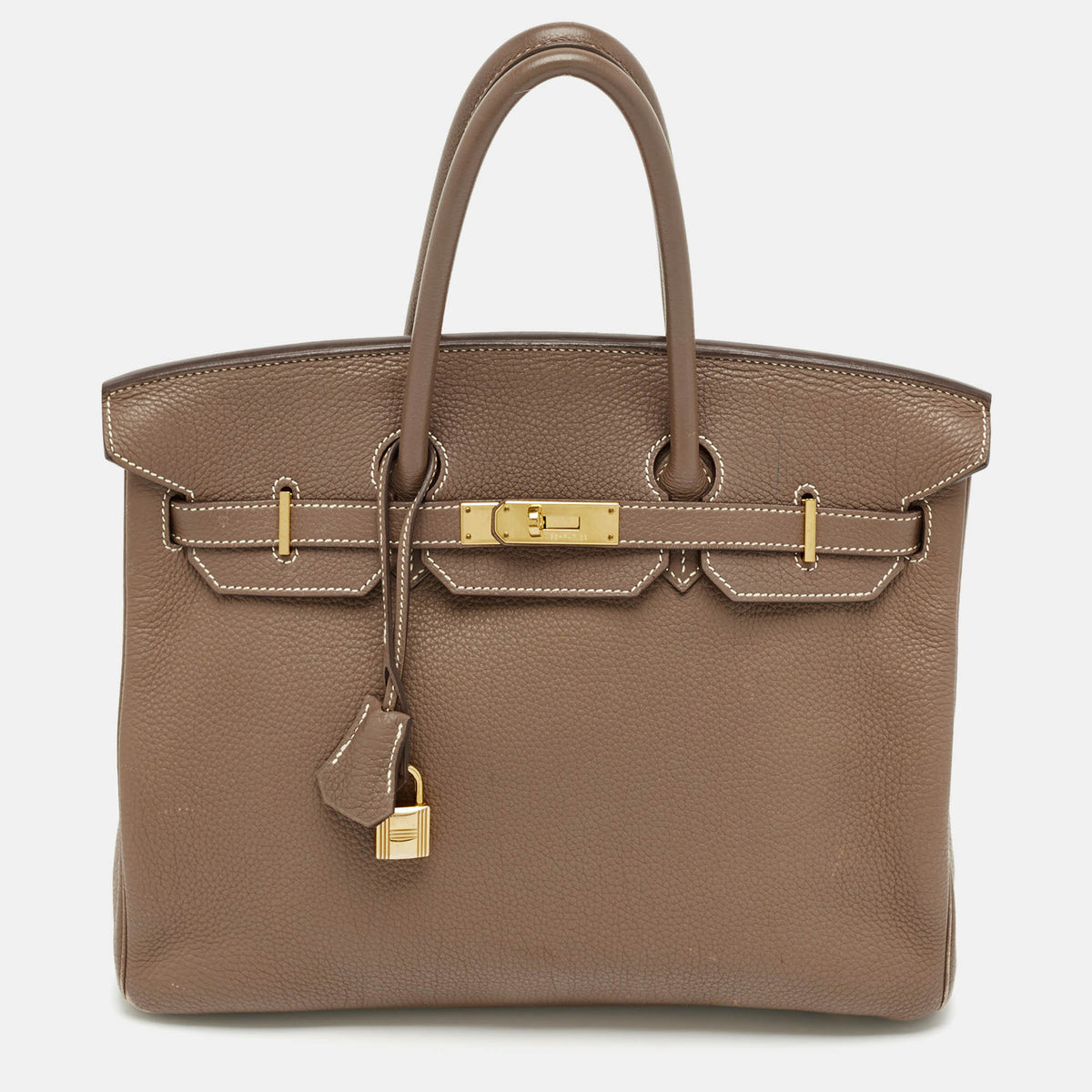 Hermès Etoupe Togo Leather Gold Finish Birkin 35 Bag